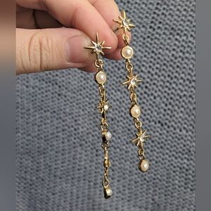 Star & pearl dangle earrings